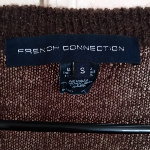 French Connection Brown and Peach Mohair Blend Striped Cardigan with Sequins - Picture 4 of 4